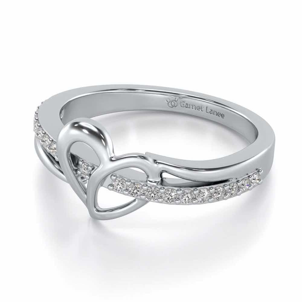 Sling Heart Silver Ring - White Gold - Image 2