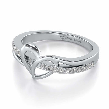 Sling Heart Silver Ring - White Gold - Image 2