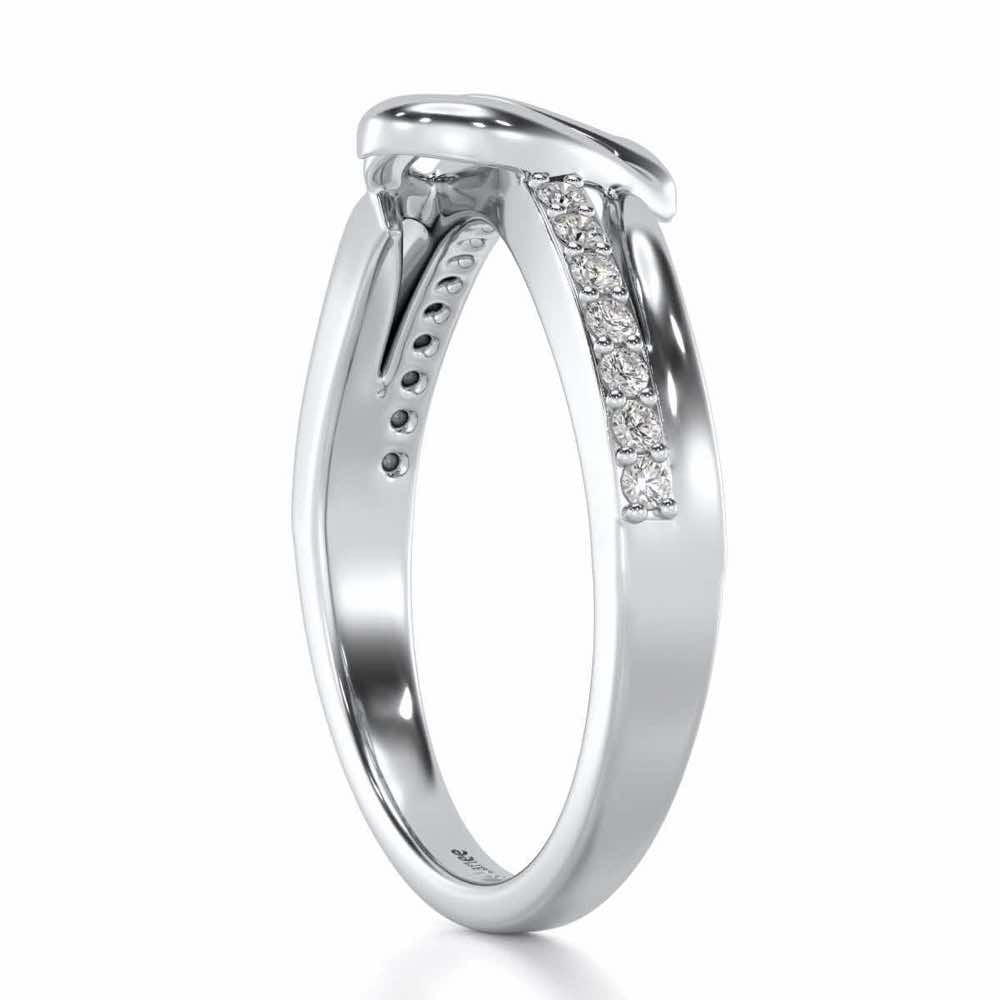 Sling Heart Silver Ring - White Gold - Image 3