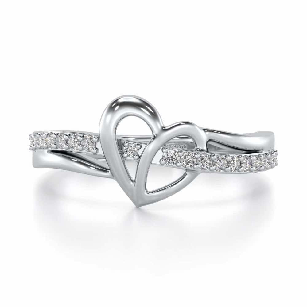 Sling Heart Silver Ring - White Gold - Image 4