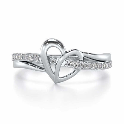 Sling Heart Silver Ring - White Gold - Image 4