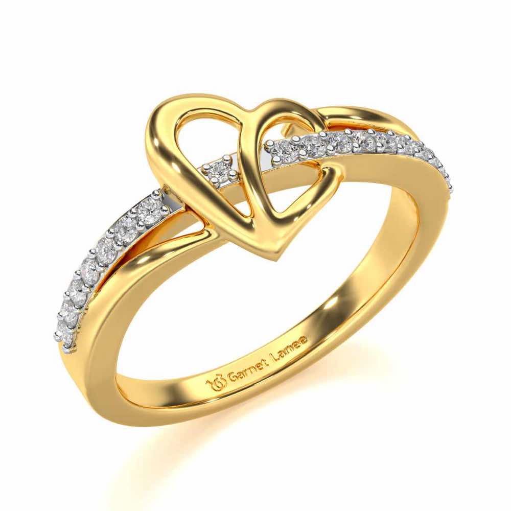 Sling Heart Silver Ring - Yellow Gold - Image 1