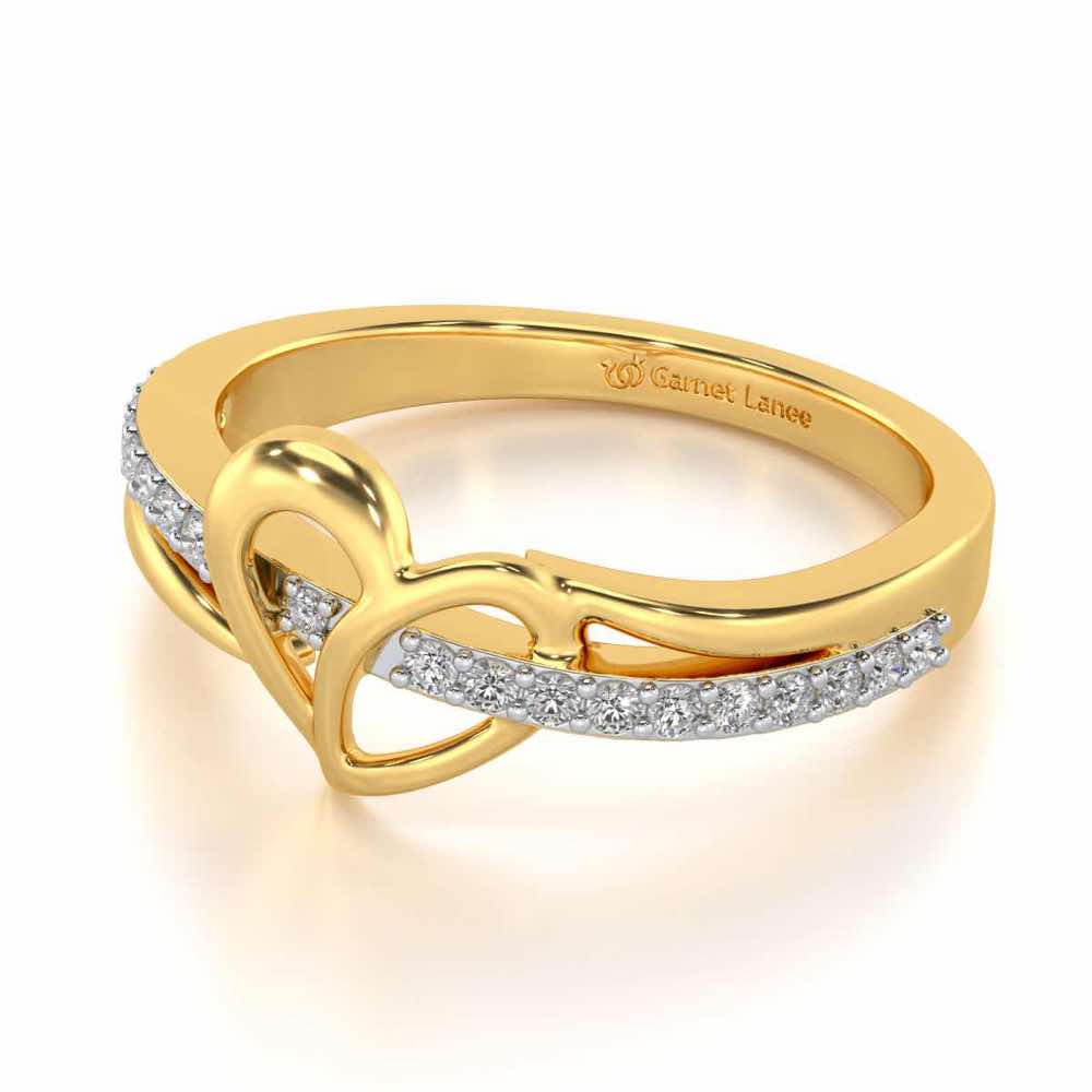 Sling Heart Silver Ring - Yellow Gold - Image 2