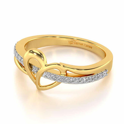 Sling Heart Silver Ring - Yellow Gold - Image 2