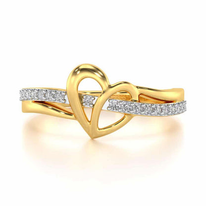 Sling Heart Silver Ring - Yellow Gold - Image 4
