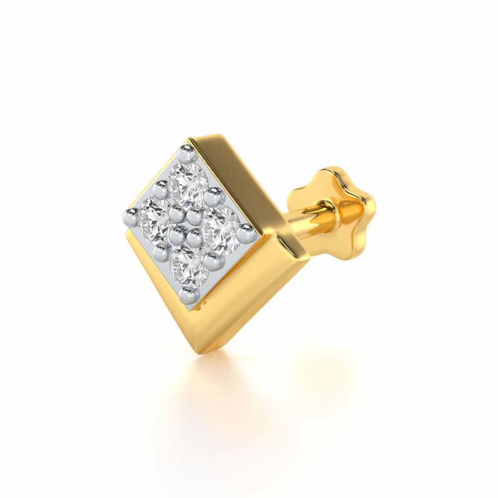 Small Shine Silver Nosepin - Yellow Gold - Image 2