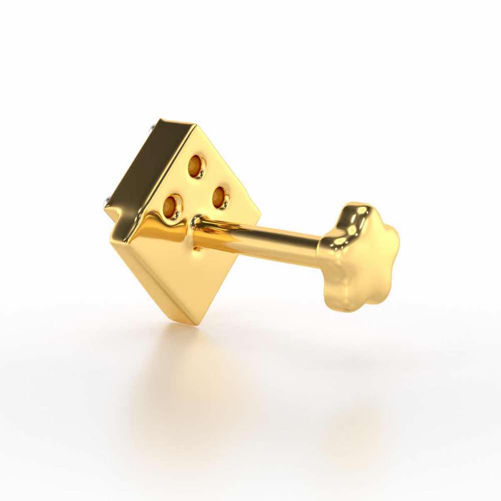 Small Shine Silver Nosepin - Yellow Gold - Image 4