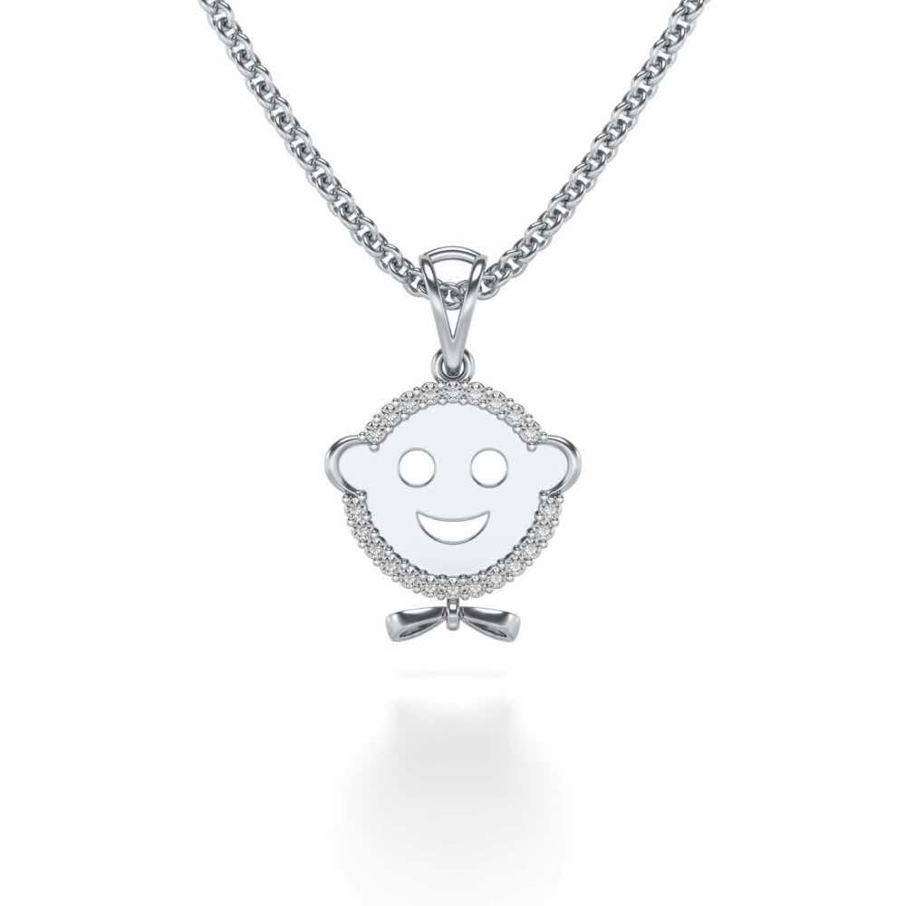Smile Silver Pendant - White Gold - Image 1