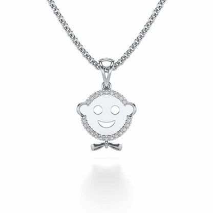 Smile Silver Pendant - White Gold - Image 1