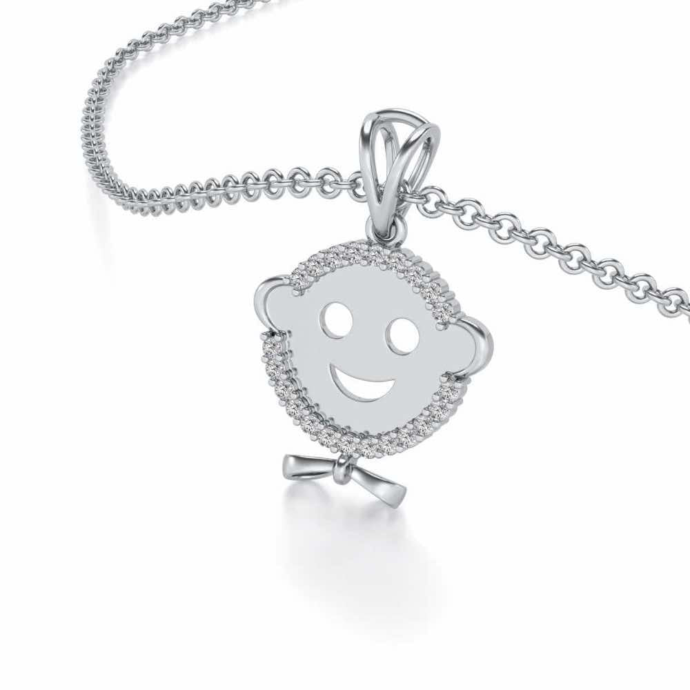 Smile Silver Pendant - White Gold - Image 2