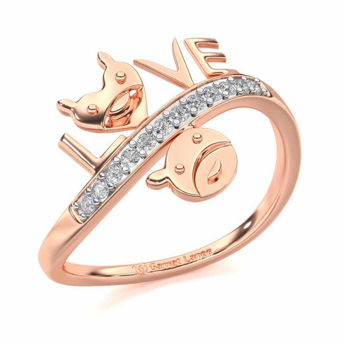 Smiley Heart Silver Ring - Rose Gold - Image 1