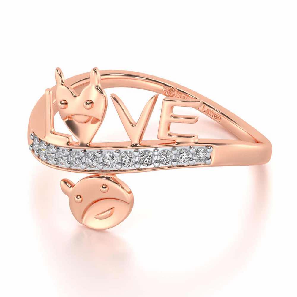 Smiley Heart Silver Ring - Rose Gold - Image 2