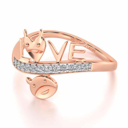 Smiley Heart Silver Ring - Rose Gold - Image 2