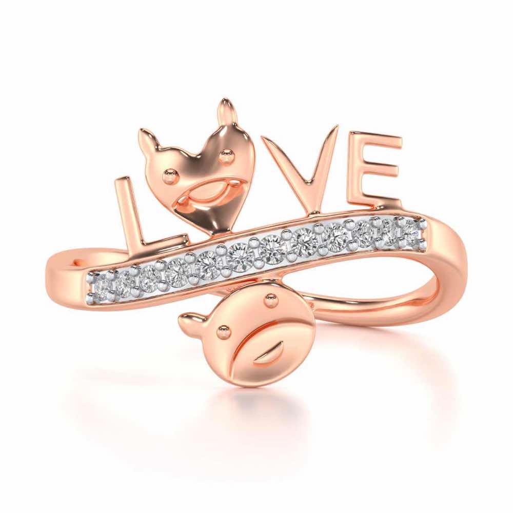 Smiley Heart Silver Ring - Rose Gold - Image 4