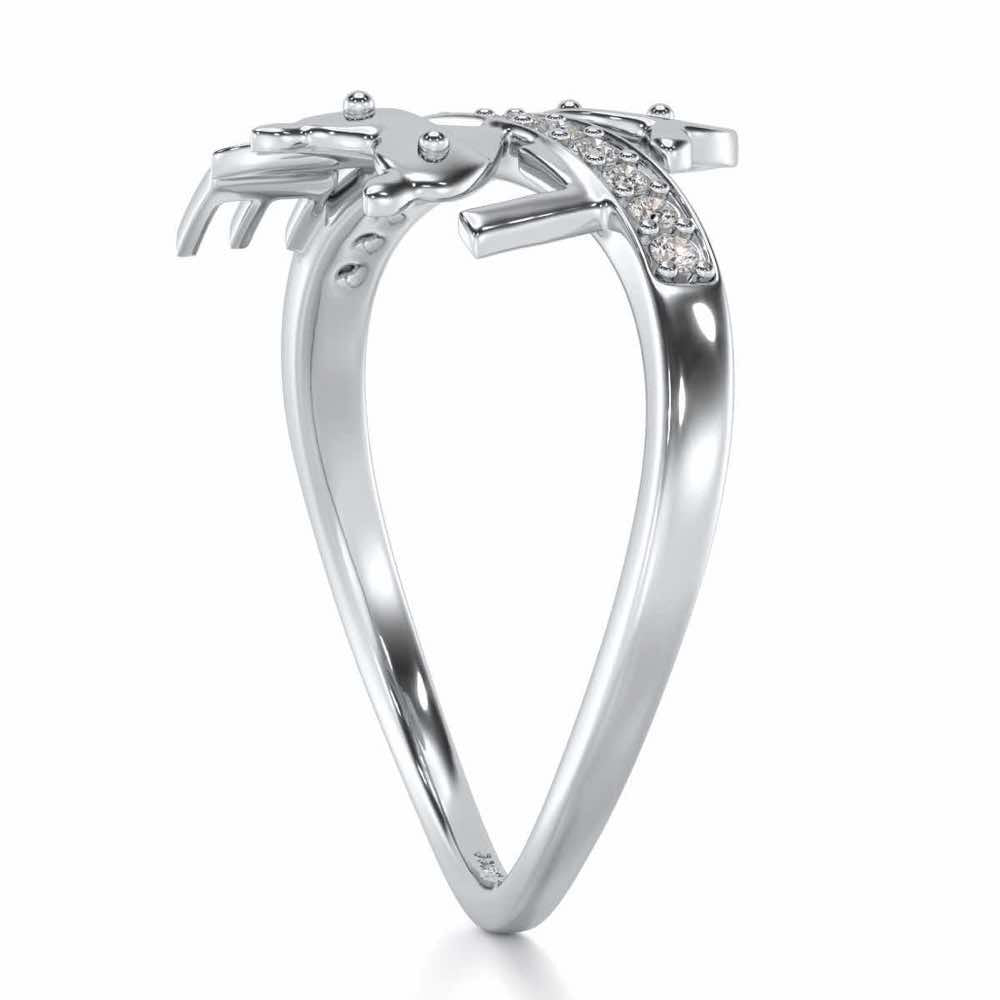 Smiley Heart Silver Ring - White Gold - Image 3