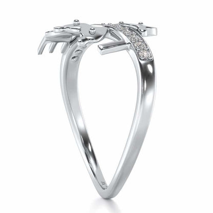 Smiley Heart Silver Ring - White Gold - Image 3