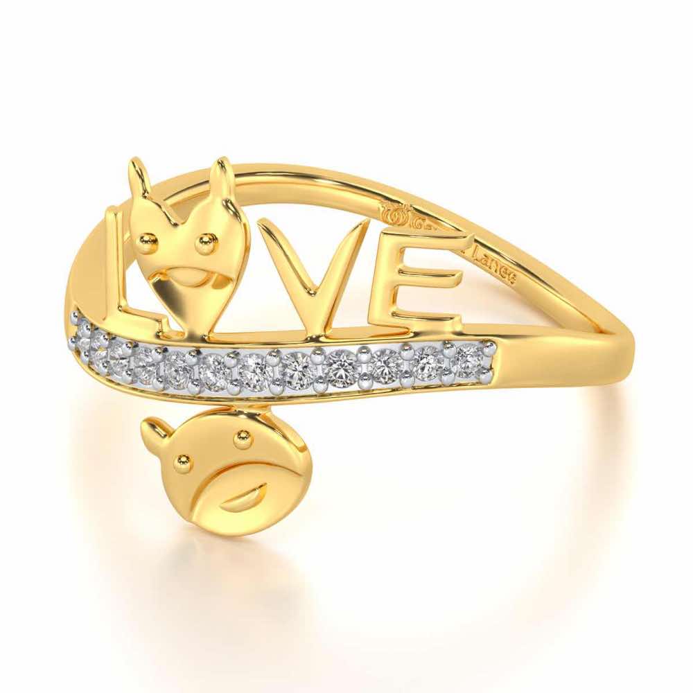 Smiley Heart Silver Ring - Yellow Gold - Image 2