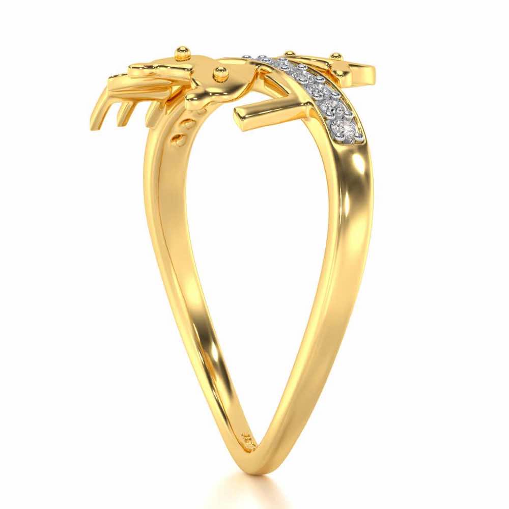Smiley Heart Silver Ring - Yellow Gold - Image 3