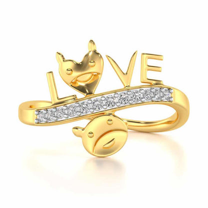 Smiley Heart Silver Ring - Yellow Gold - Image 4