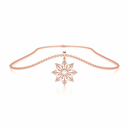Snowflake Silver Pearl Pendant - Rose Gold - Image 3