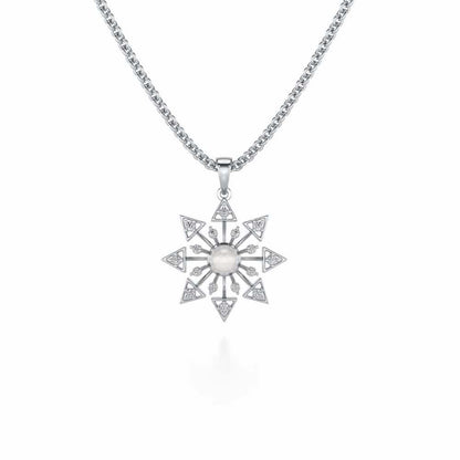 Snowflake Silver Pearl Pendant - White Gold - Image 2