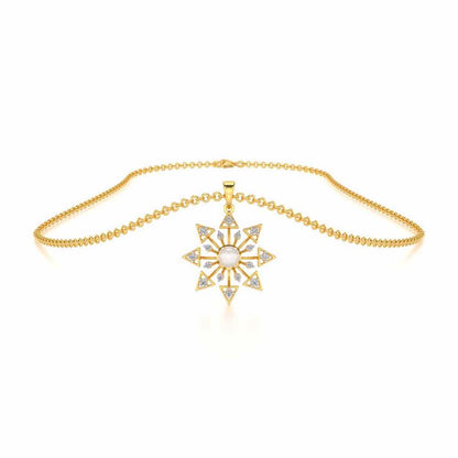 Snowflake Silver Pearl Pendant - Yellow Gold - Image 3