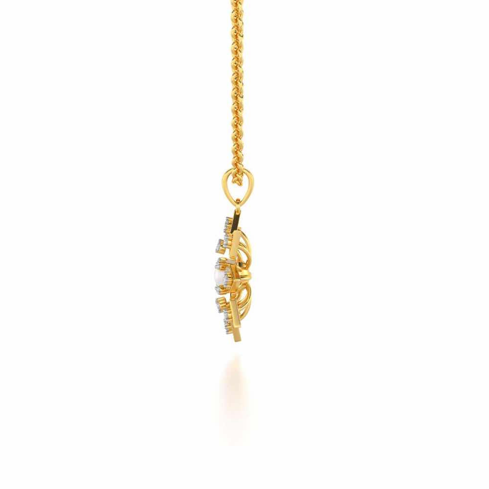 Snowflake Silver Pearl Pendant - Yellow Gold - Image 4