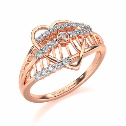 Solid Heart Silver Ring - Rose Gold - Image 1