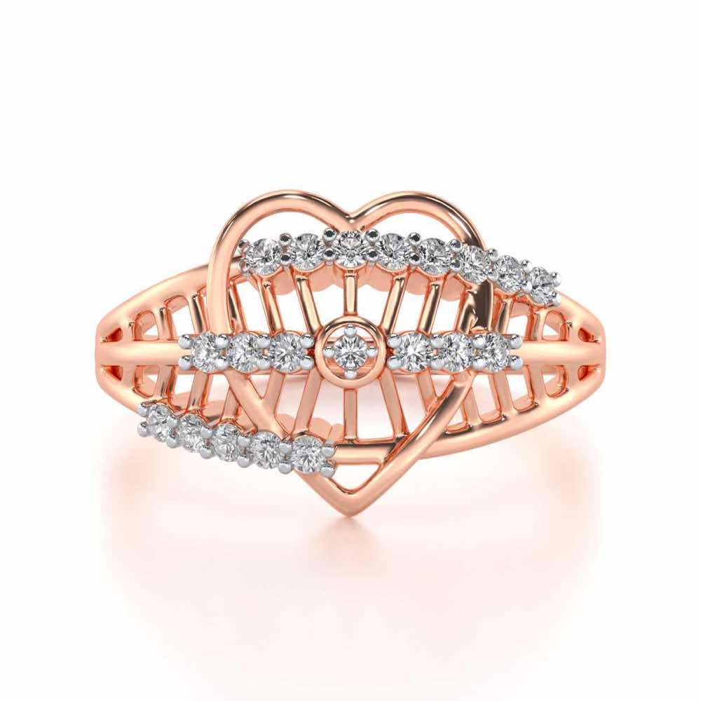 Solid Heart Silver Ring - Rose Gold - Image 4