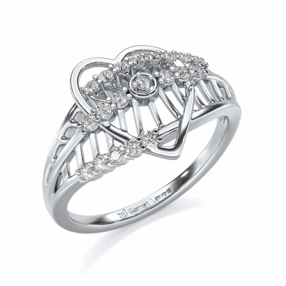 Solid Heart Silver Ring - White Gold - Image 1