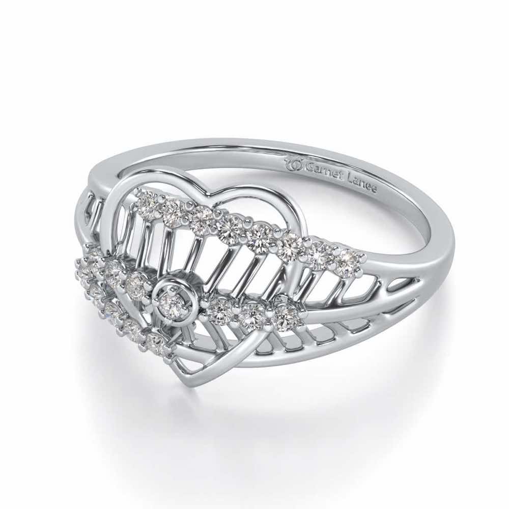 Solid Heart Silver Ring - White Gold - Image 2