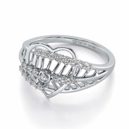 Solid Heart Silver Ring - White Gold - Image 2