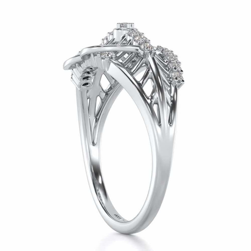 Solid Heart Silver Ring - White Gold - Image 3