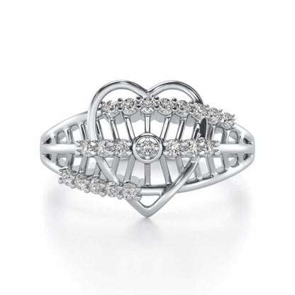 Solid Heart Silver Ring - White Gold - Image 4