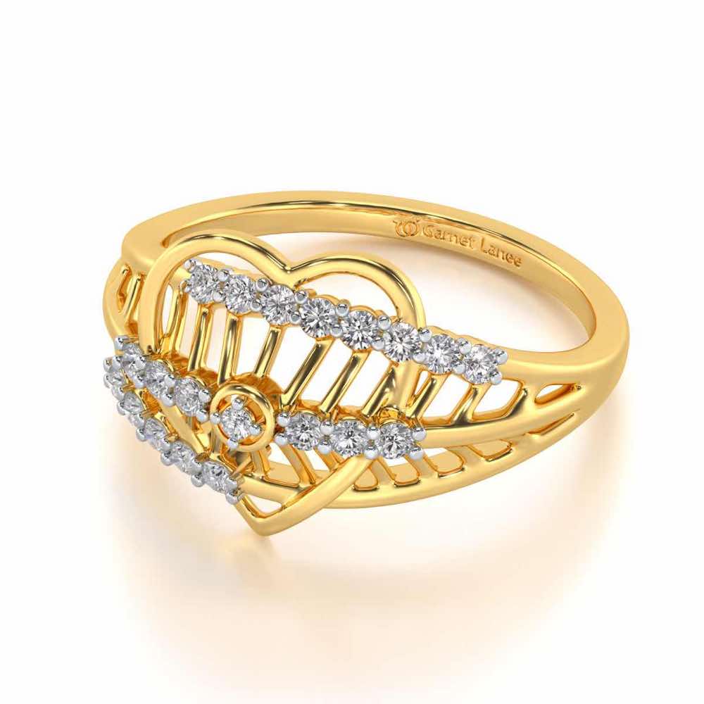 Solid Heart Silver Ring - Yellow Gold - Image 2