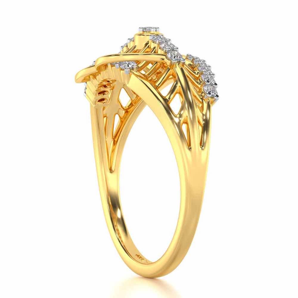 Solid Heart Silver Ring - Yellow Gold - Image 3