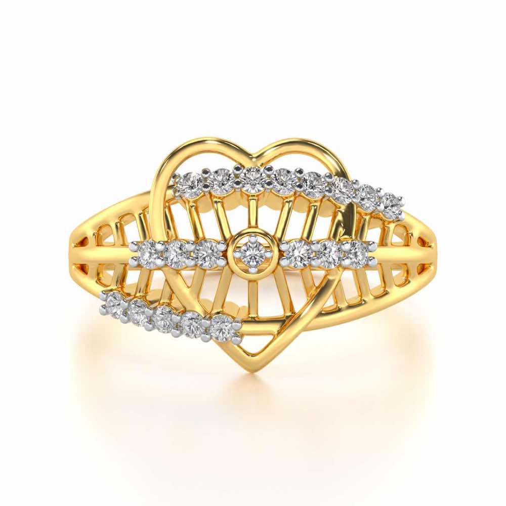 Solid Heart Silver Ring - Yellow Gold - Image 4