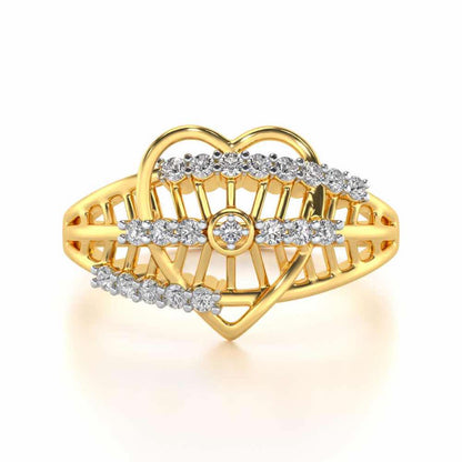 Solid Heart Silver Ring - Yellow Gold - Image 4