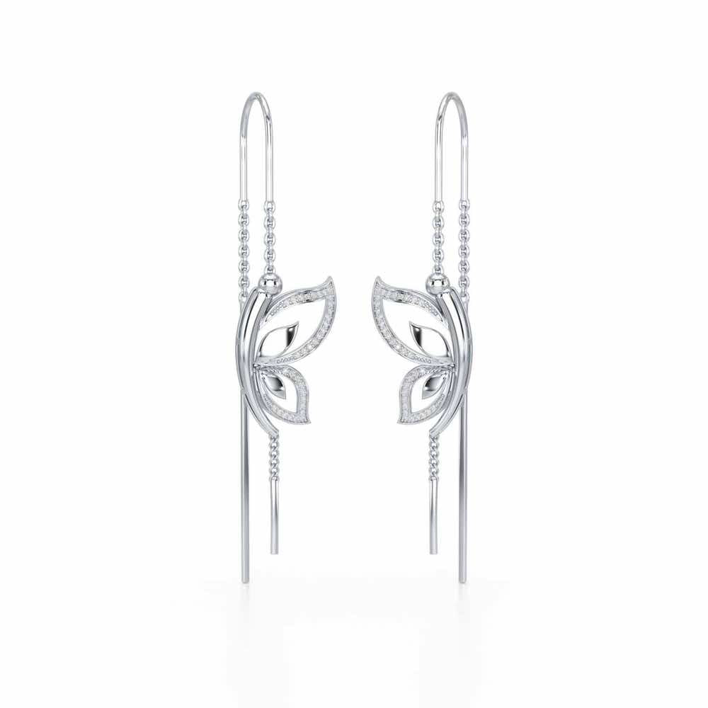 Solo-Fly Silver Dangler Earrings - White Gold - Image 2