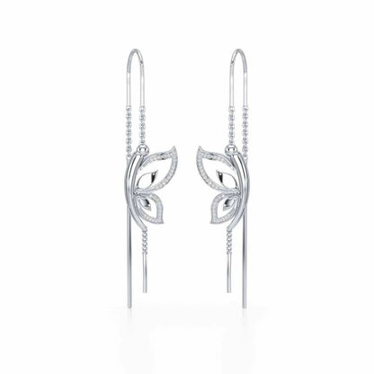 Solo-Fly Silver Dangler Earrings - White Gold - Image 2