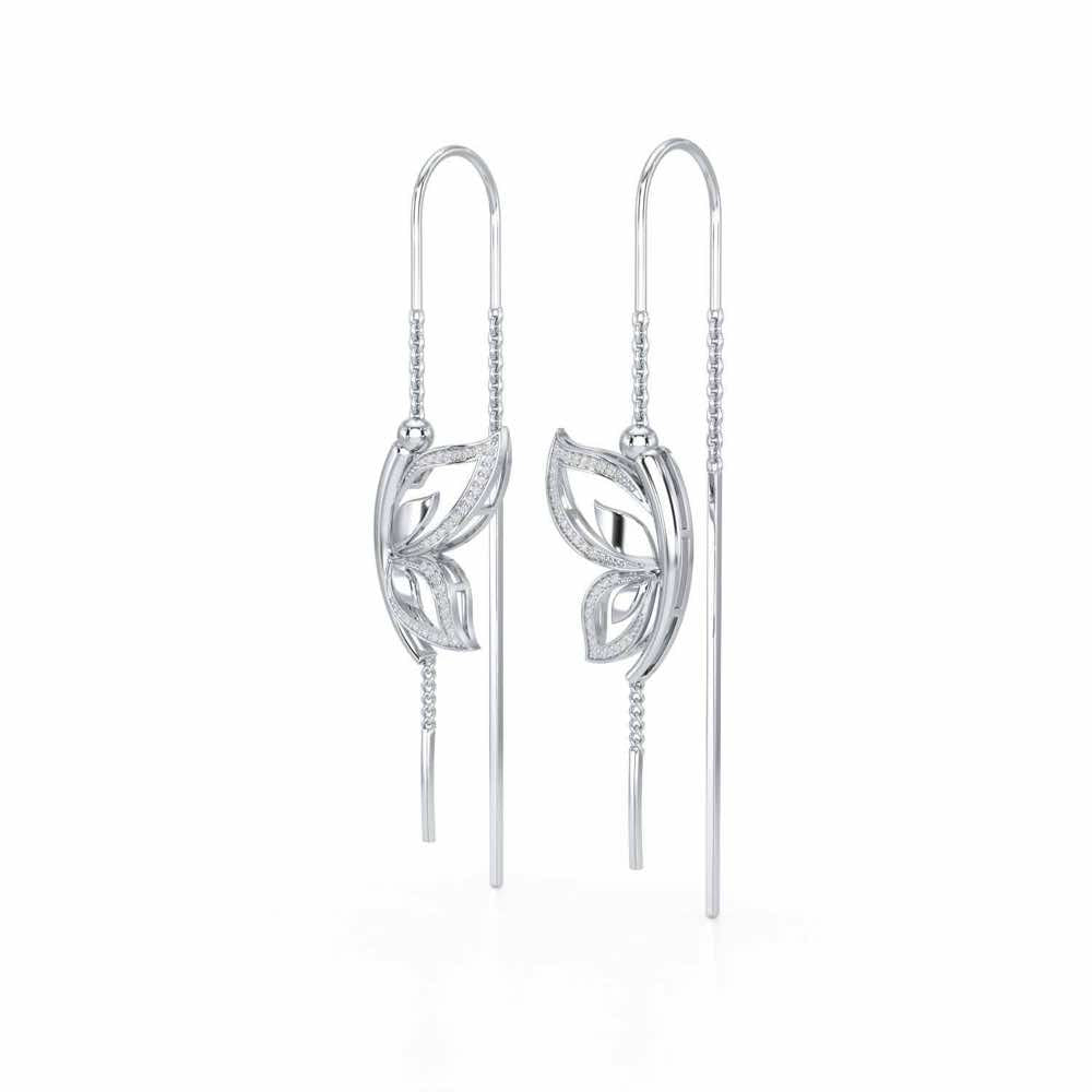 Solo-Fly Silver Dangler Earrings - White Gold - Image 3