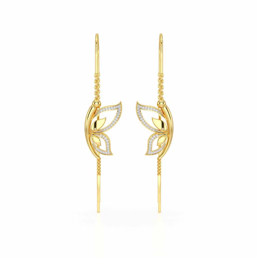 Solo-Fly Silver Dangler Earrings - Yellow Gold - Image 1