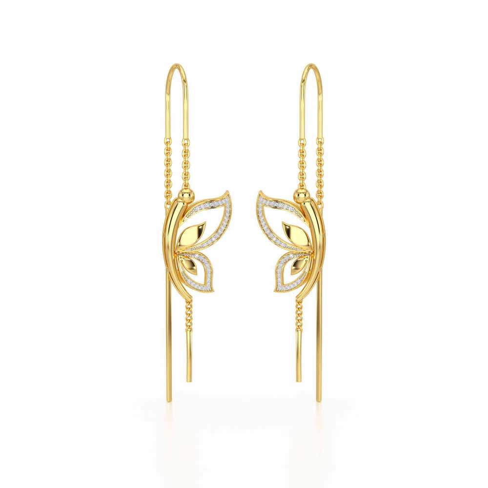 Solo-Fly Silver Dangler Earrings - Yellow Gold - Image 2