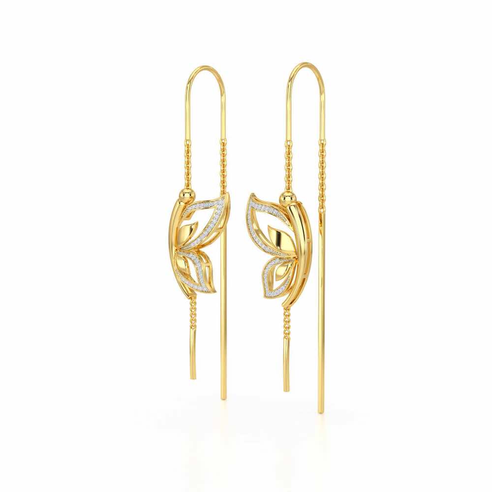 Solo-Fly Silver Dangler Earrings - Yellow Gold - Image 3