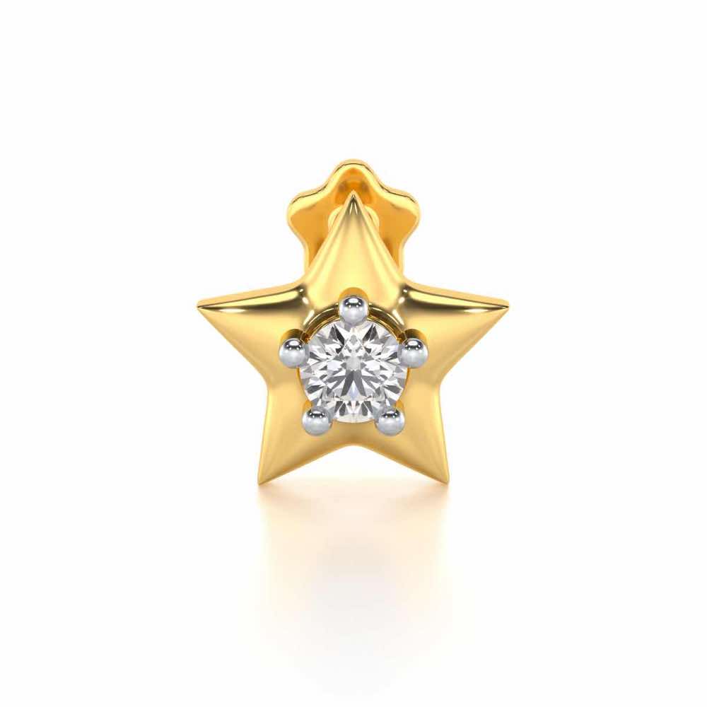 Solo Star Silver Nosepin - Yellow Gold - Image 1