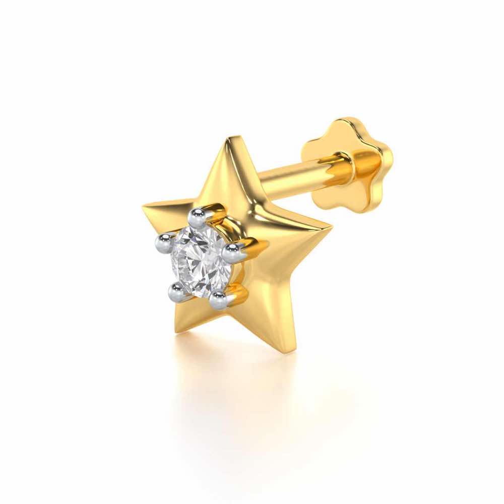 Solo Star Silver Nosepin - Yellow Gold - Image 2