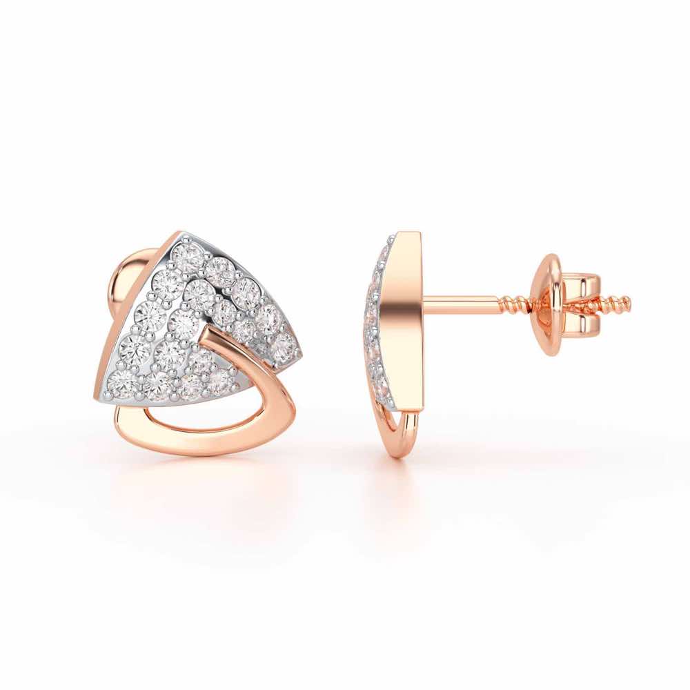 Soulmate Studs Silver Earrings - Rose Gold - Image 4