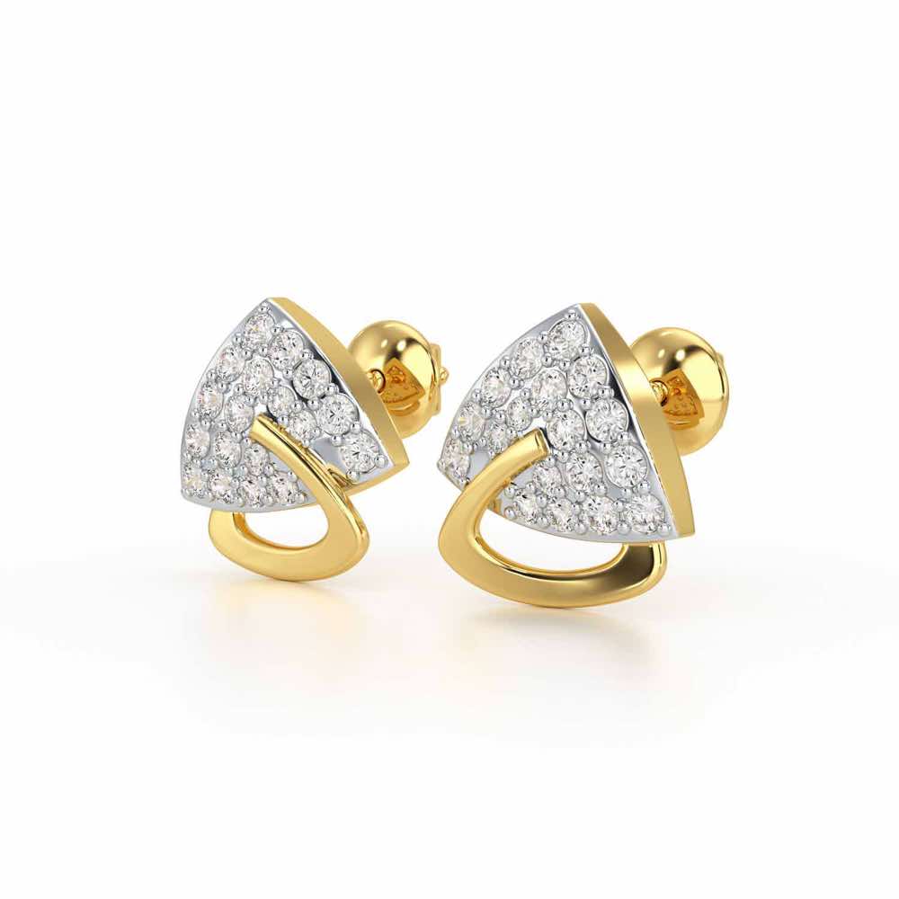 Soulmate Studs Silver Earrings - Yellow Gold - Image 3