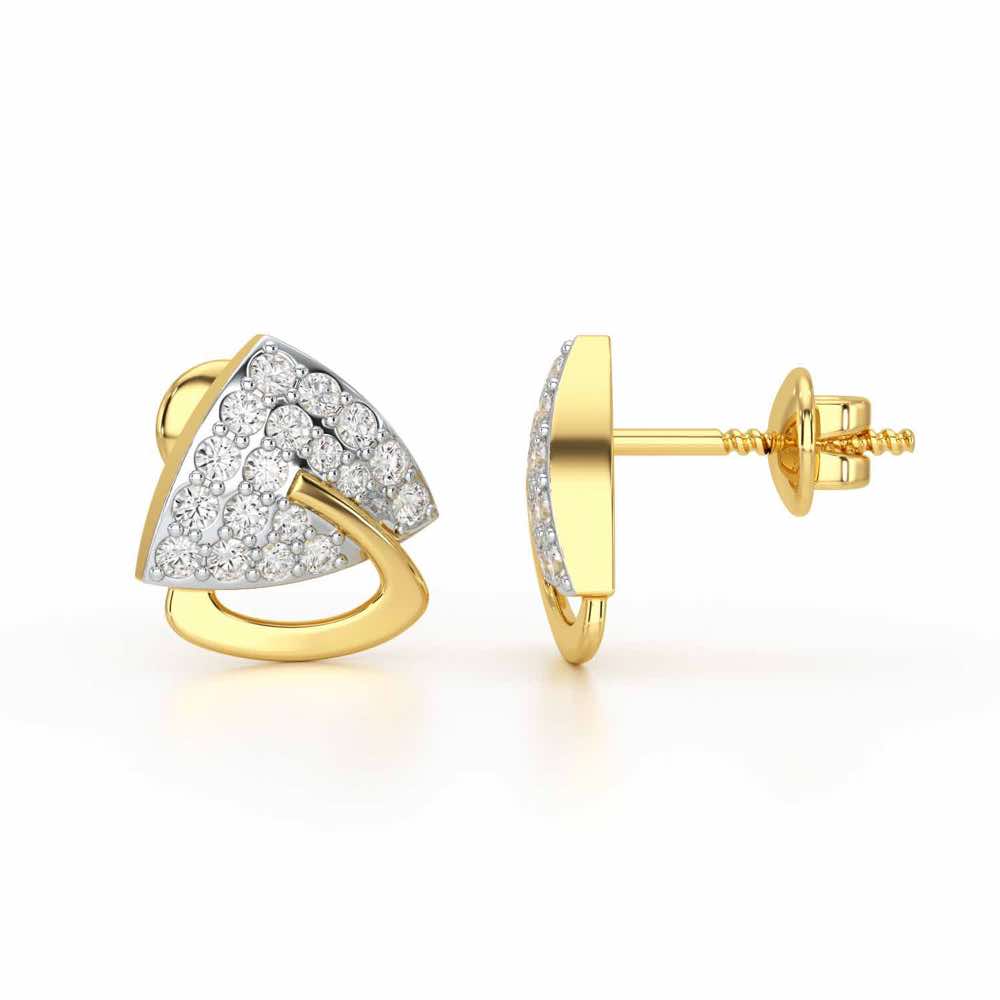 Soulmate Studs Silver Earrings - Yellow Gold - Image 4