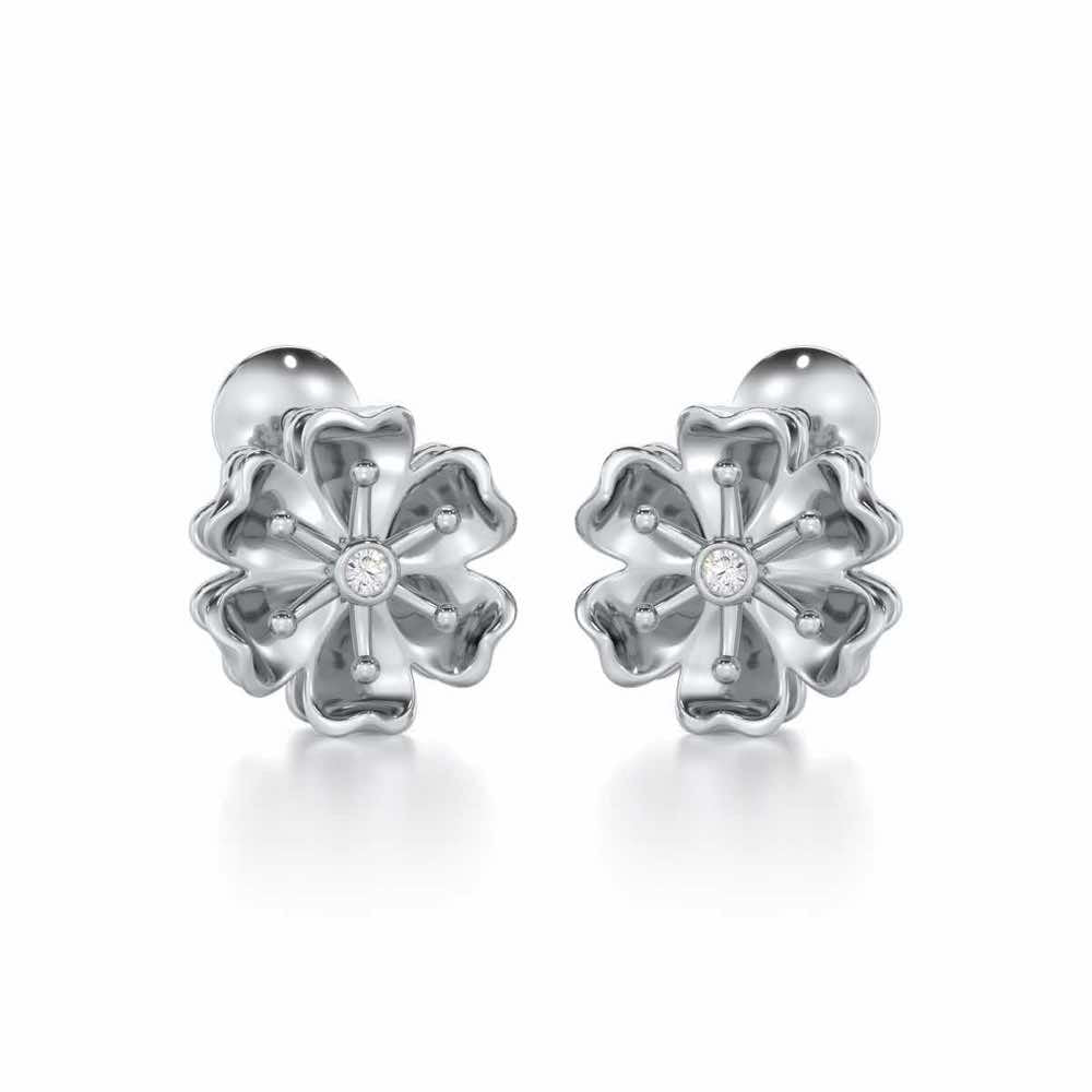 Sovereign Lace Silver Earrings - White Gold - Image 2